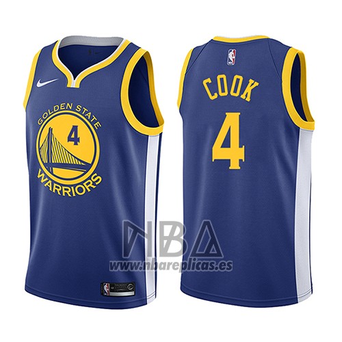 Camiseta Golden State Warriors Quinn Cook NO 4 Icon 2017-18 Azul